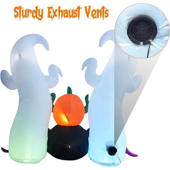 Halloween Inflatable, 7Ft Pumpkin Ghost Spider Inflatable,...